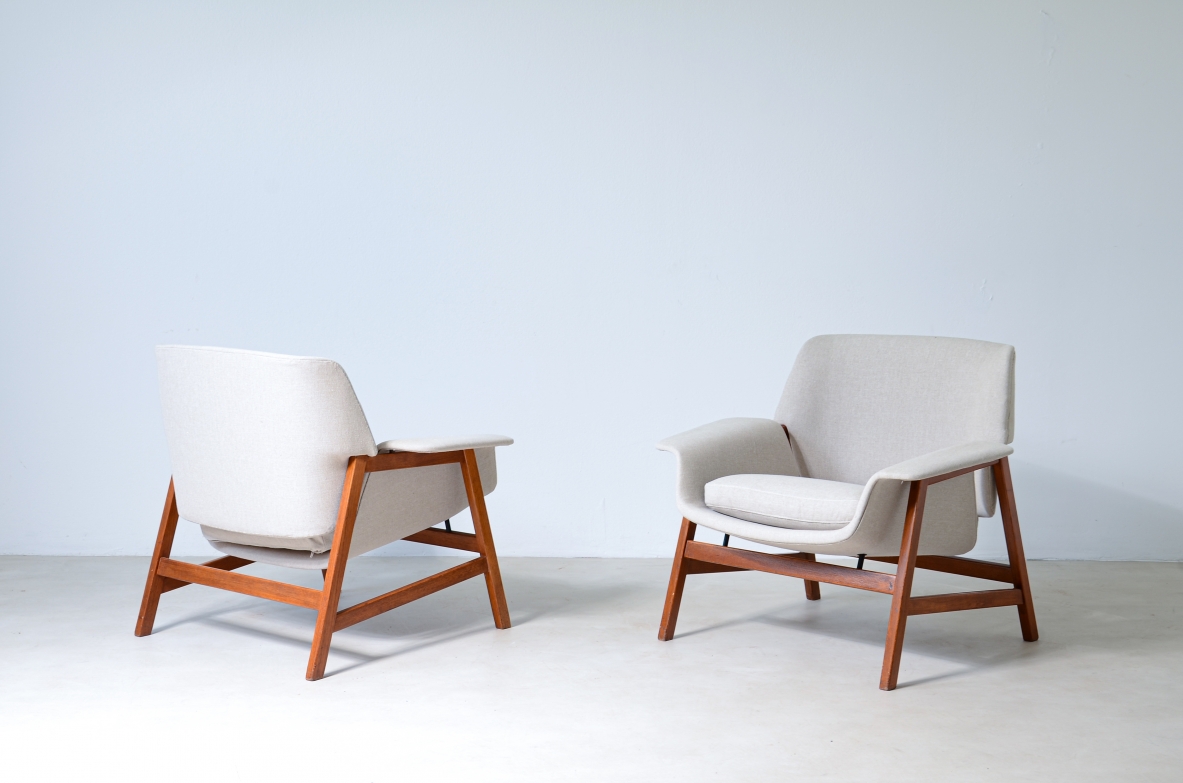 Gianfranco Frattini. Pair of armchairs model 849. Cassina production, 1957