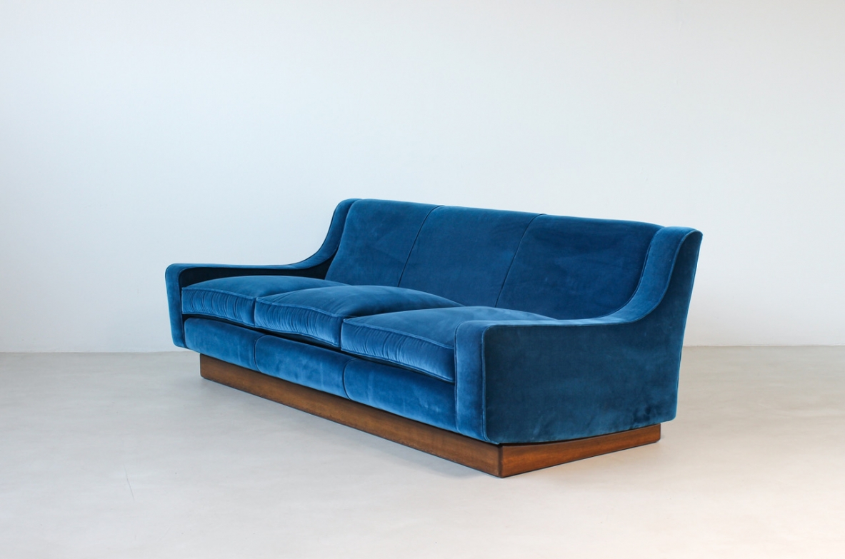 Three-seater sofa with wooden base, Italy, 1960's