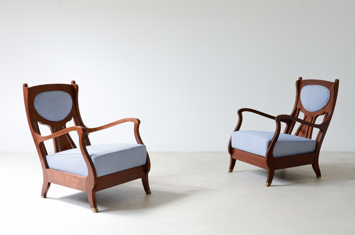 Eugenio Quarti. Pair of Liberty armchairs. Quarti production, 1900's