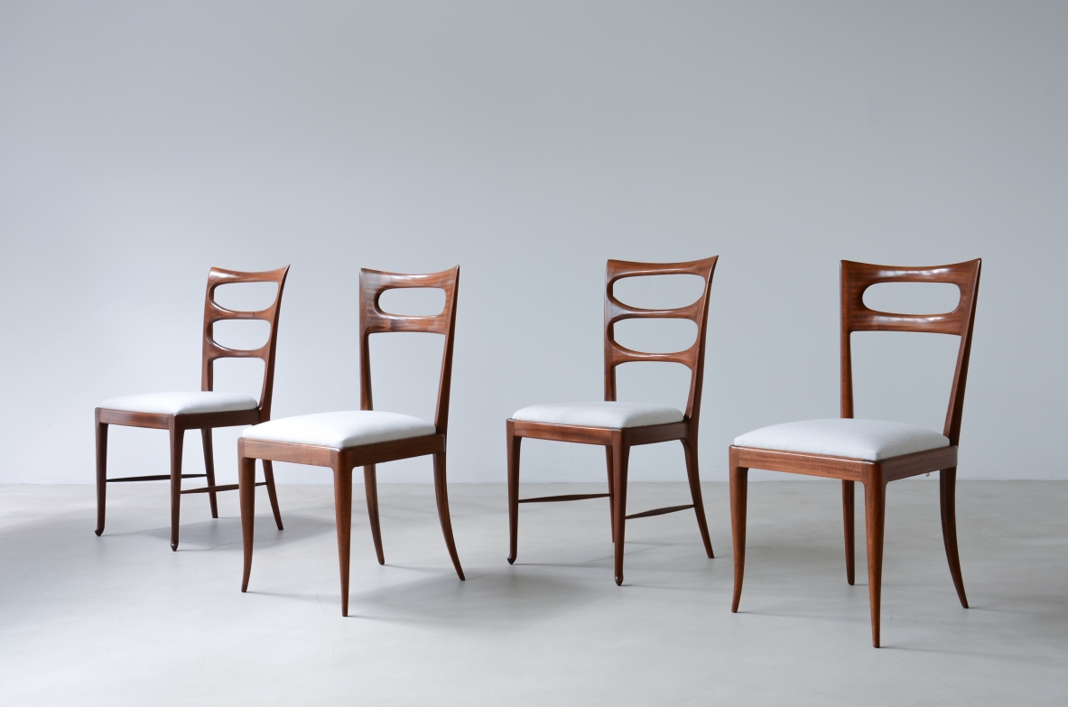 Paolo Buffa (1903-1970)  Group of 12 chairs made up of two variations of the same model.  Serafino Arrighi manufacture approx. 1940