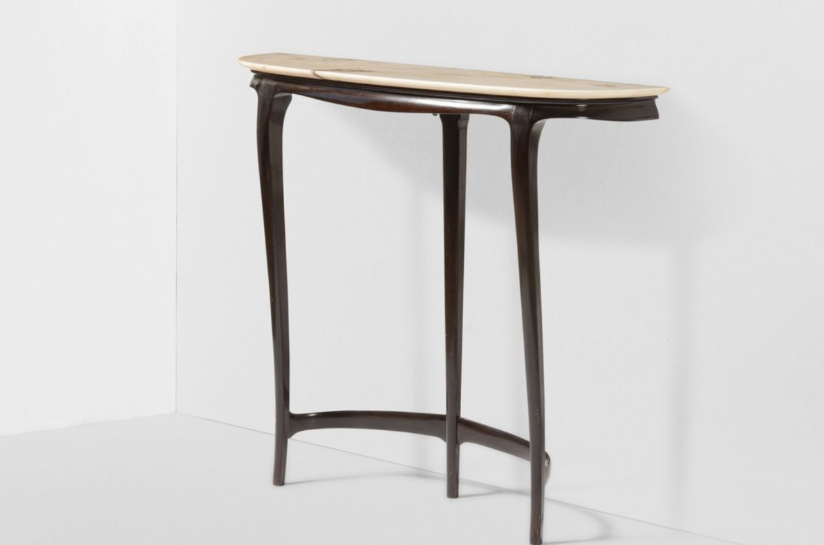 Carlo Enrico Rava (1903-1986)  Rara console mossa di legno con piano in marmo