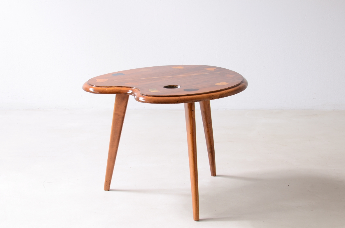 tavolino da caffè legno vintage, salotto a forma di tavolozza pittore