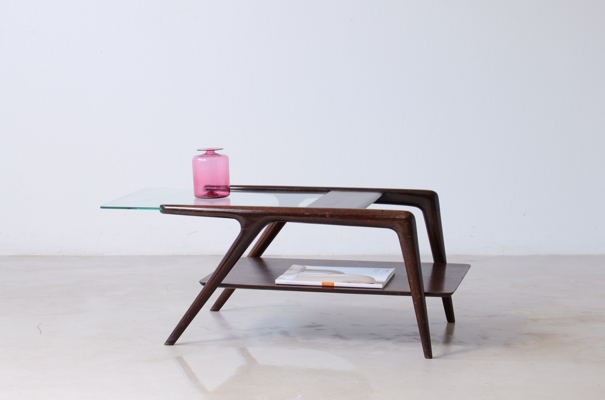 Small Coffee table, glass top by Isa Bergamo, 1950