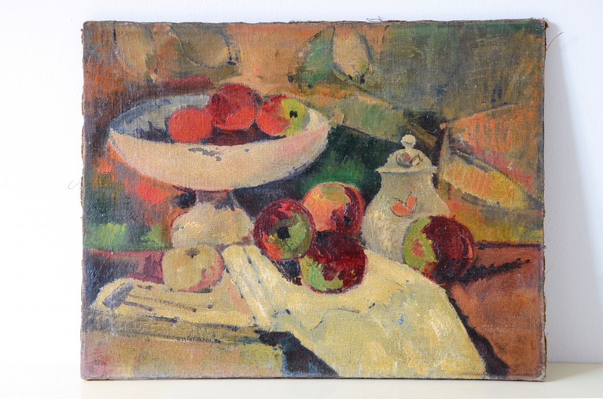 Natura morta  Olio su tela, pittore anonimo espressionista, 1900ca.